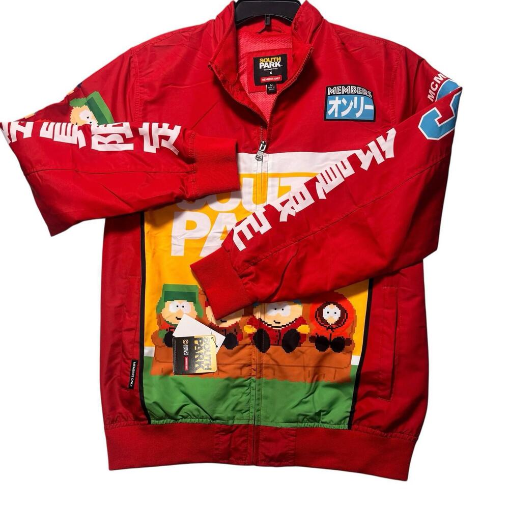 Members Only South Park Jacket Graphic Cartoon Streetwear Red Size M NWT - Picture 2 of 9